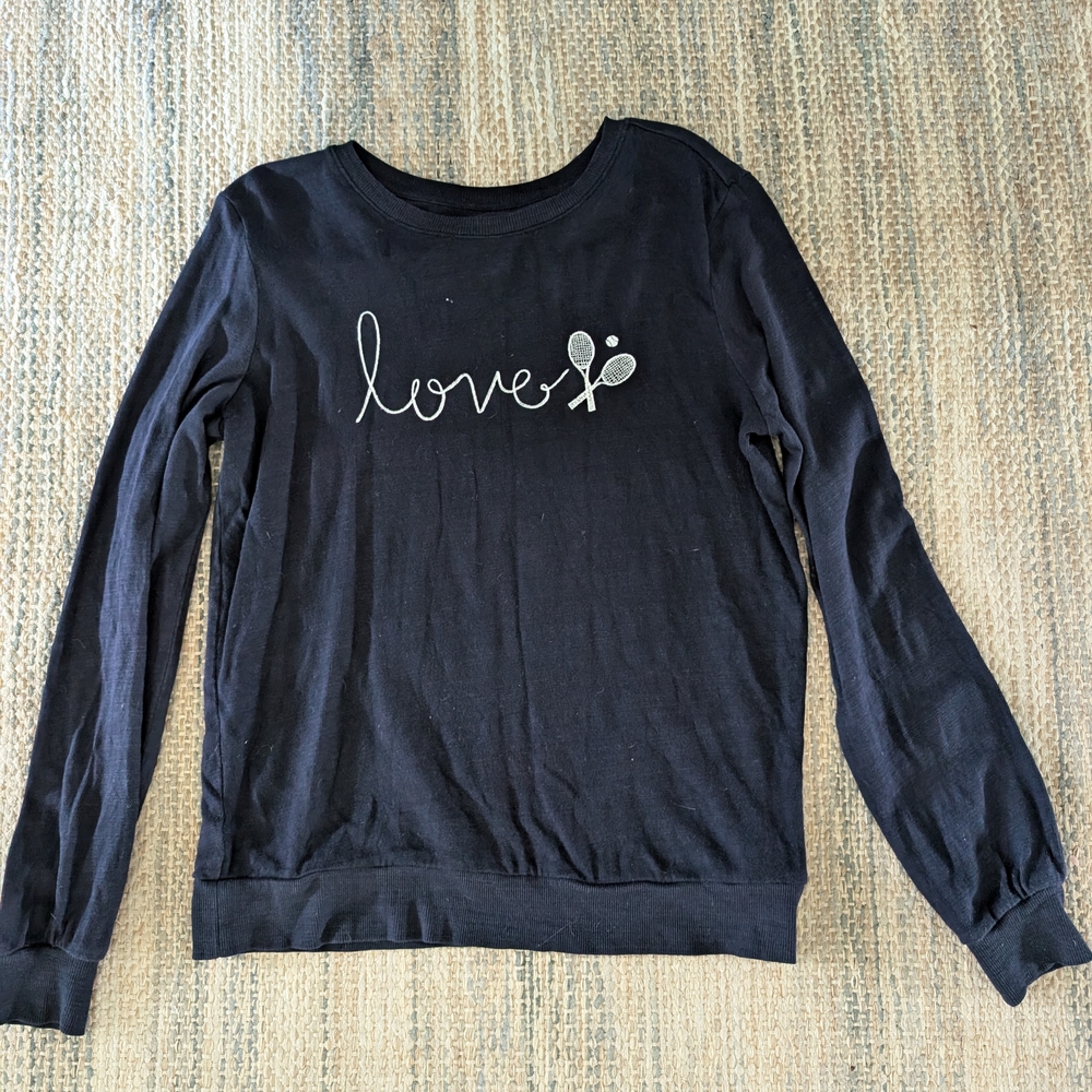 Black Long Sleeve Shirt with Love Graphic